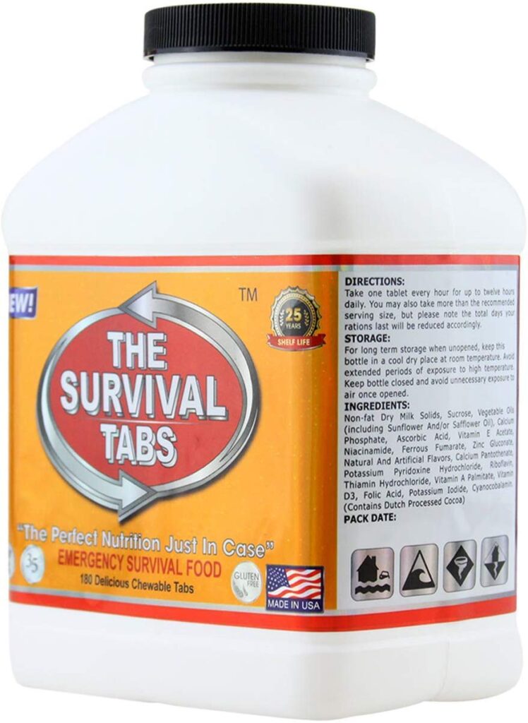 Emergency Food Supply - 10 Days Survival Food for Emergency Situation - Gluten Free and Non-GMO 25 Years Shelf Life (120 tabs - Chocolate)