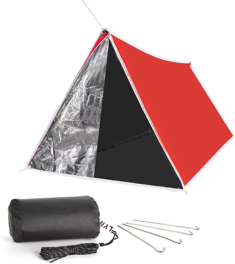 LYN Extra Large Zipper Reusable Survival Emergency Shelter Tent,Thermal Waterproof Fireproof Lightweight Bugout, with Paracord✚Stake for Camping,First Aid,HikingBushcraft