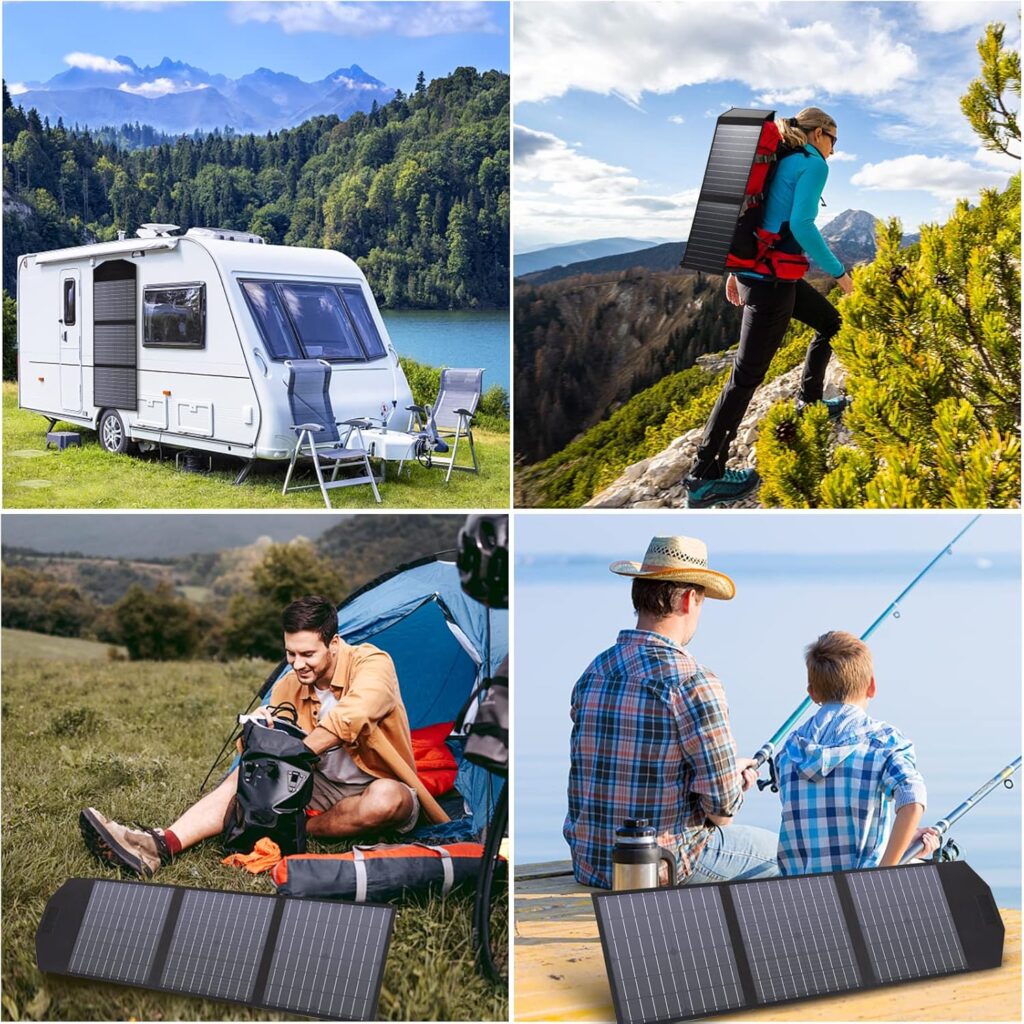 MARBERO 30W Foldable Solar Panel Portable Solar Charger with 12V QC3.0 USB, Type C, DC Output for Portable Power Station, Power Bank, Phone, Laptop, RV, Boat Trip, Camping, Power Outage