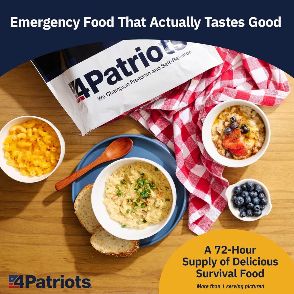 4Patriots: 4-Week Emergency Food Supply Survival Kit, Perfect for Camping, Freeze Dried Preparedness Food, Designed to Last 25 Years, Be Ready with 192 Servings of Delicious Breakfast, Lunch,  Dinner