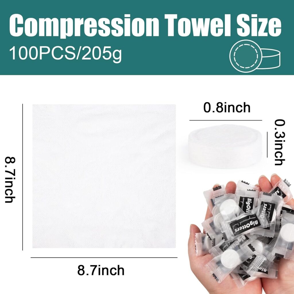 BigOtters 200PCS Compressed Towels, Disposable Towel Thicker Camping Wipes Toilet Paper Tablets Portable Towels for Home Beauty and Outdoors Hiking