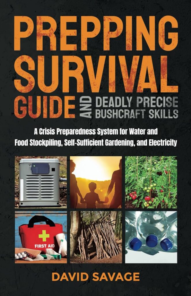 Prepping Survival Guide and Deadly Precise Bushcraft Skills: A Crisis Preparedness System for Water and Food Stockpiling, Self-Sufficient Gardening, and Electricity     Paperback – November 27, 2023