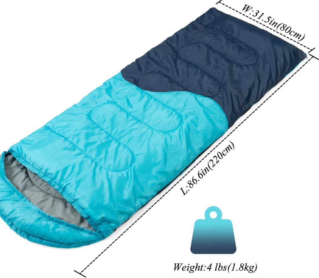 Sleeping Bag - 3 Seasons for Adults Kids Boys Girls Camping Hiking - Warm Cold Weather Lightweight Portable with Compression Bag for Backpacking in Spring, Summer, Fall and Winter