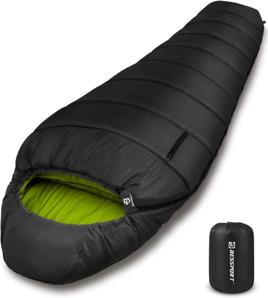 Bessport Mummy Sleeping Bag | 15-45 ℉ Extreme 3-4 Season Sleeping Bag for Adults Cold Weather– Warm and Washable, for Hiking Traveling  Outdoor Activities