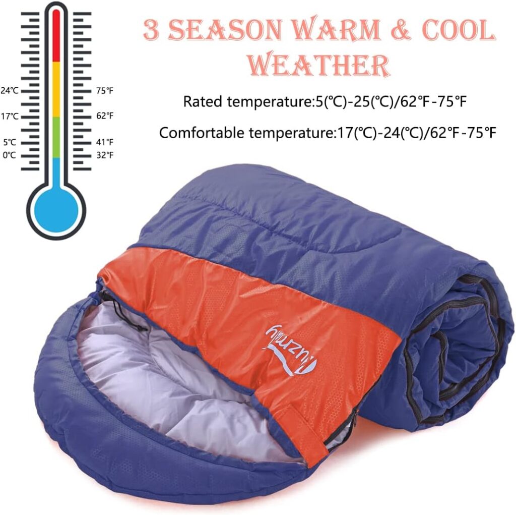 Camping Sleeping Bag 3 Seasons Lightweight Waterproof with Compression Sack Camping Sleeping Bag Indoor  Outdoor for Adults  Kids