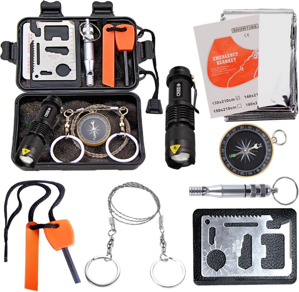 EMDMAK Survival Kit Outdoor Emergency Gear Kit for Camping Hiking Travelling or Adventures