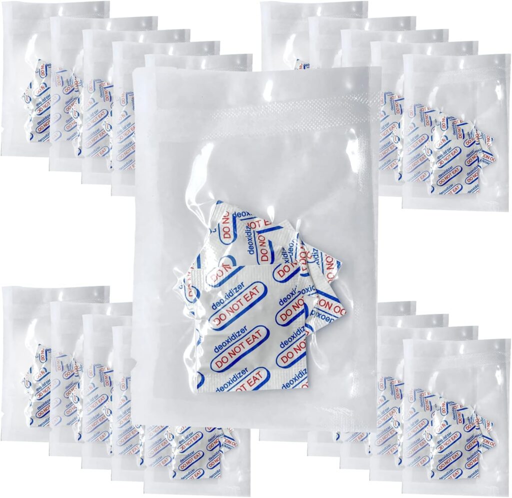 Oxygen Absorbers For Food Storage 400cc ( 5 pcs in Vacuum Sealed Bag x 24, Total 120 Packets ) O2 Absorbers Food Grade Oxygen Absorbers Oxygen Packets For Food Storage Oxygen Remover Absorb Observers