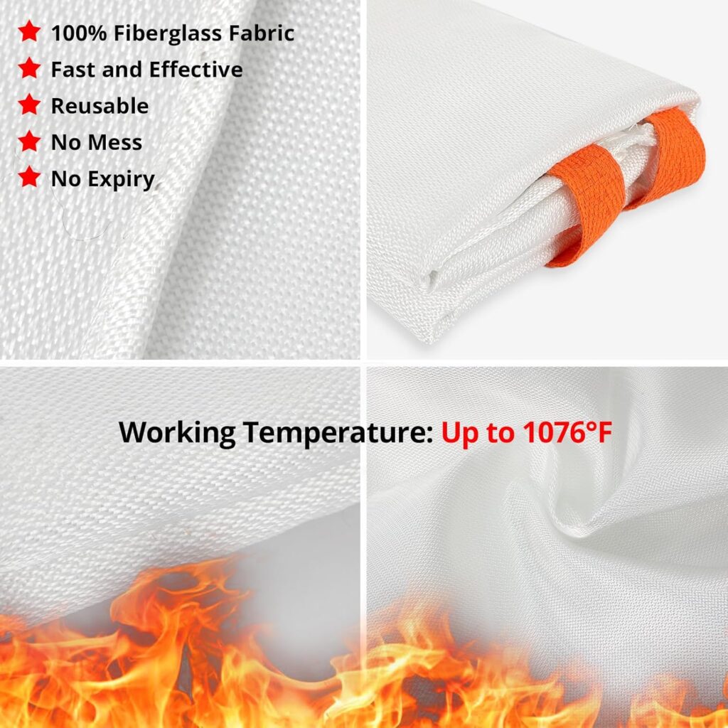 SecuCaptain Emergency Fire Blanket for Home and Kitchen - 2 Pack 40x40 Flame Suppression Fiberglass Fire Blankets for House Camping Car Office Warehouse Emergency Survival Safety