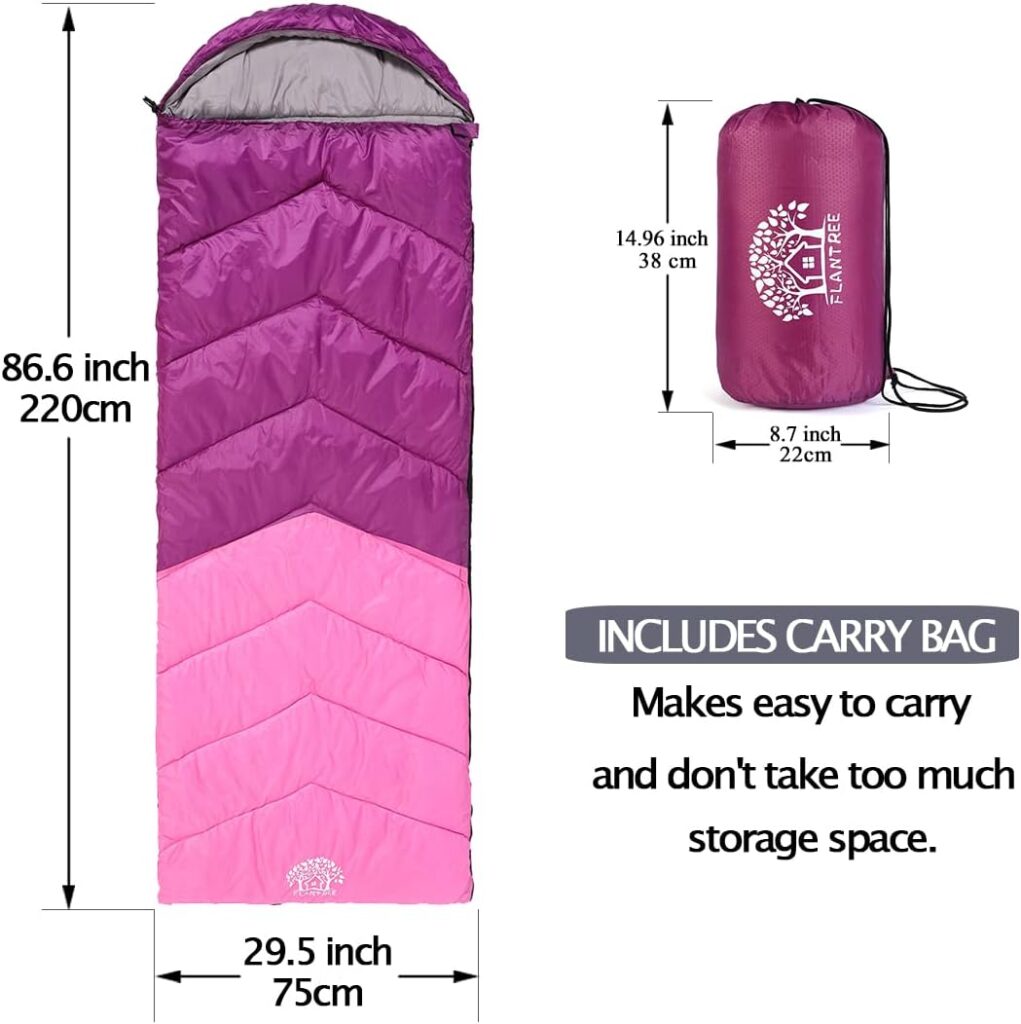 Sleeping Bag 4 Seasons Adults  Kids for Camping Hiking Trips Warm Cool Weather,Lightweight and Waterproof with Compression Bag,Indoors Outdoors Activities