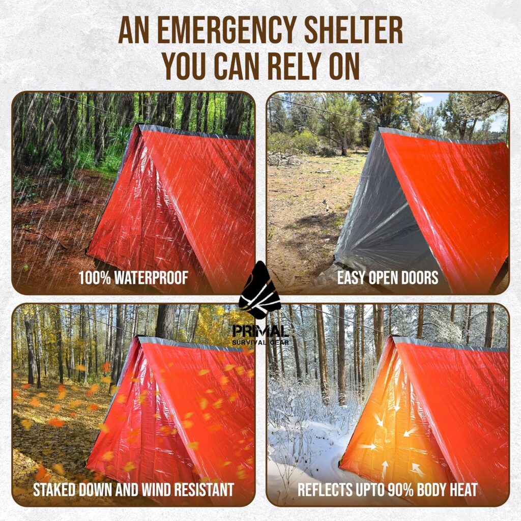 Survival Gear Shelter for Bug Out Bag - Storm Shelter Survival Tent with Doors - Tornado Shelter - Small Bivy Tent Emergency Shelter for Camping - Tactical Tent for Emergency Bugout Survival Kit