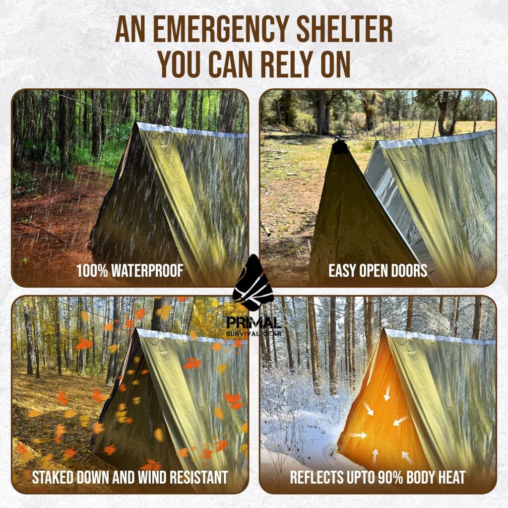 Survival Gear Shelter for Bug Out Bag - Storm Shelter Survival Tent with Doors - Tornado Shelter - Small Bivy Tent Emergency Shelter for Camping - Tactical Tent for Emergency Bugout Survival Kit