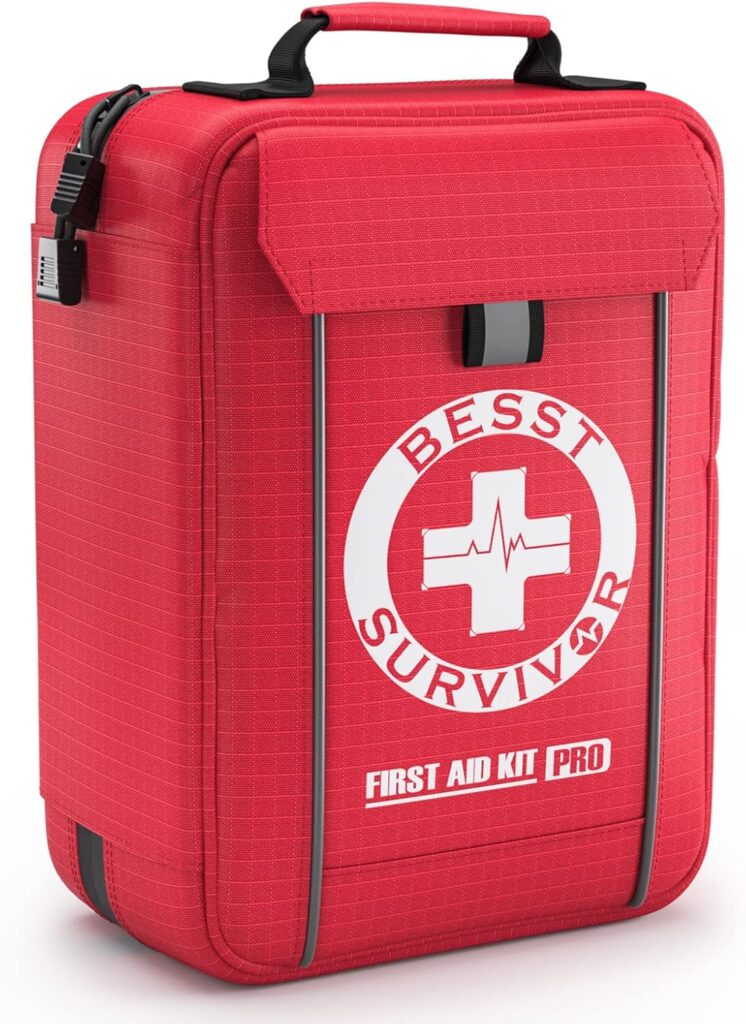 Comprehensive First Aid Kits -Labeled Compartments Trauma Kits, Compact Emergency Kits for Car, Boats, Camping, Hurricanes and Outdoor Emergencies, Survival Medical Kits -265 Piece