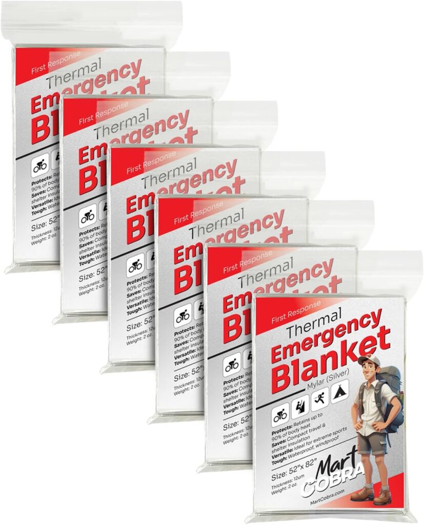 Emergency Blankets for Survival Gear and Equipment x100, Space Blanket, Mylar Blankets, Thermal Blanket, Survival Blanket, Survival Kits Emergency Kit, Emergency Supplies, Foil Blanket Camping Shelter