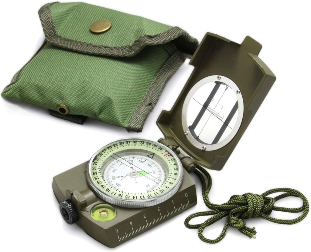 Eyeskey Multifunctional Tactical Survival Military Compass with Lanyard  Pouch | Waterproof  Impact Resistant | Lensatic Sighting Compass for Hiking