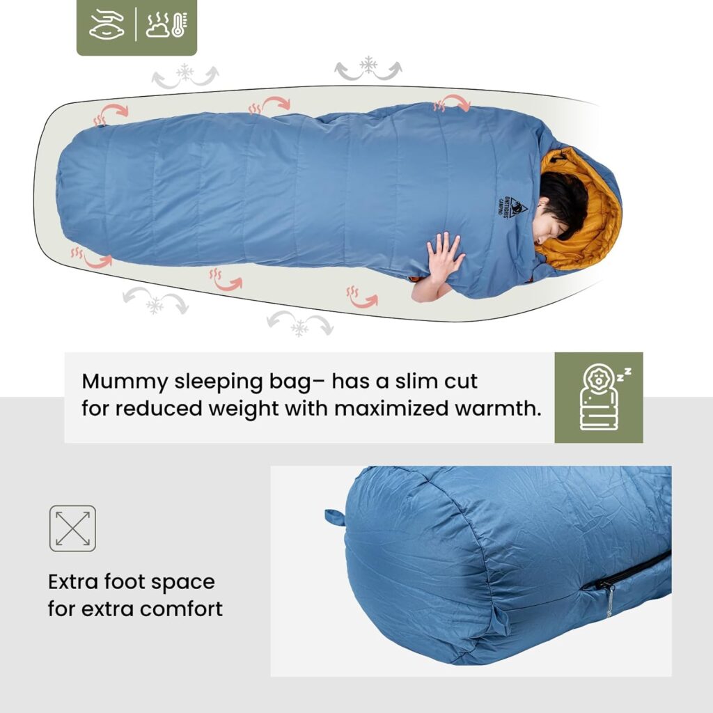 OneTigris Bushcrafter’s Sleeping Bags, Mummy Sleeping Bag for Camping Hiking Backpacking, Survival Gear