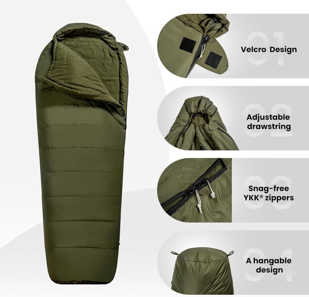 OneTigris Bushcrafter’s Sleeping Bags, Mummy Sleeping Bag for Camping Hiking Backpacking, Survival Gear