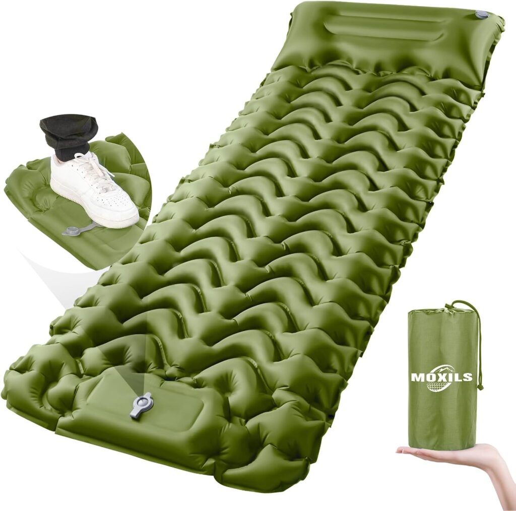 Sleeping Pad, Ultralight Inflatable Sleeping Pad for Camping, Built-in Pump, Ultimate for Camping, Hiking, Airpad, Carry Bag, Repair Kit, Compact  Lightweight Air Mattress(Green)