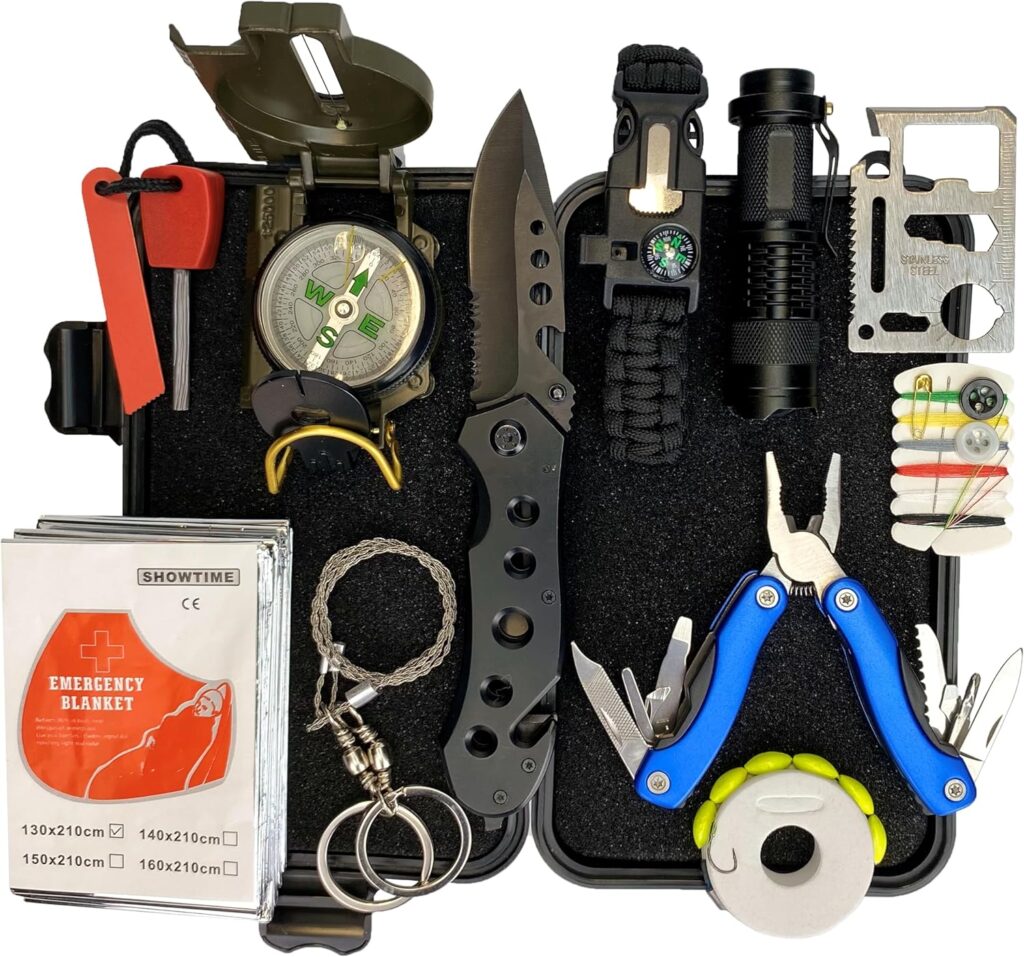 Survival Kit with Useful Tactical Tools, Camping Gear, Emergency Survival Gear - Gift for Men