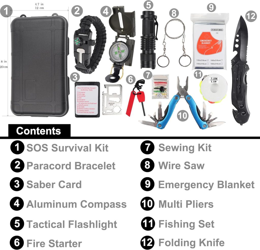 Survival Kit with Useful Tactical Tools, Camping Gear, Emergency Survival Gear - Gift for Men