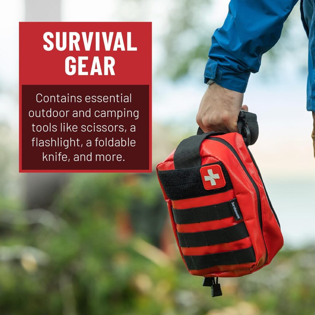 Surviveware Waterproof Premium Survival First Aid Kit - Survival Emergency Preparedness for Travel Camping Gear, Survival Kit and Outdoor Emergencies - HSA  FSA Eligible Survival Kit