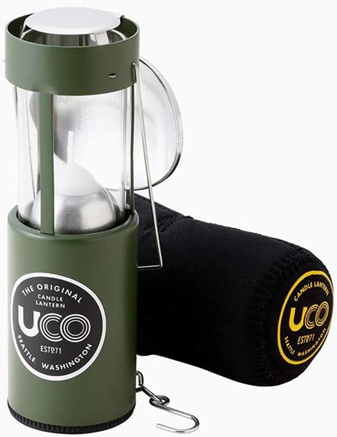 UCO Original Candle Lantern Kit with 2 Survival Candles, Light Projector and Cocoon Case, Green