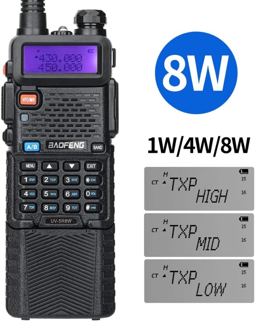 BAOFENG UV-5R Ham Radio Long Range 8W UV5R Dual Band 3800mAh Rechargeable Extended Battery Walkie Talkies for Adults Handheld Portable 2 Two Way Radio Full Kit for Hunting Survival Gear,2Pack