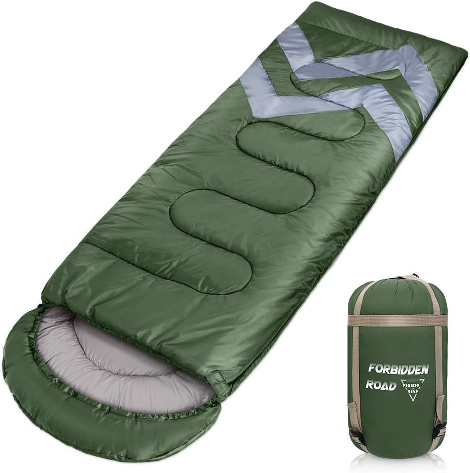 Forbidden Road Portable Single Sleep Bag for Camping Hiking Backpacking - Compression Bag Included