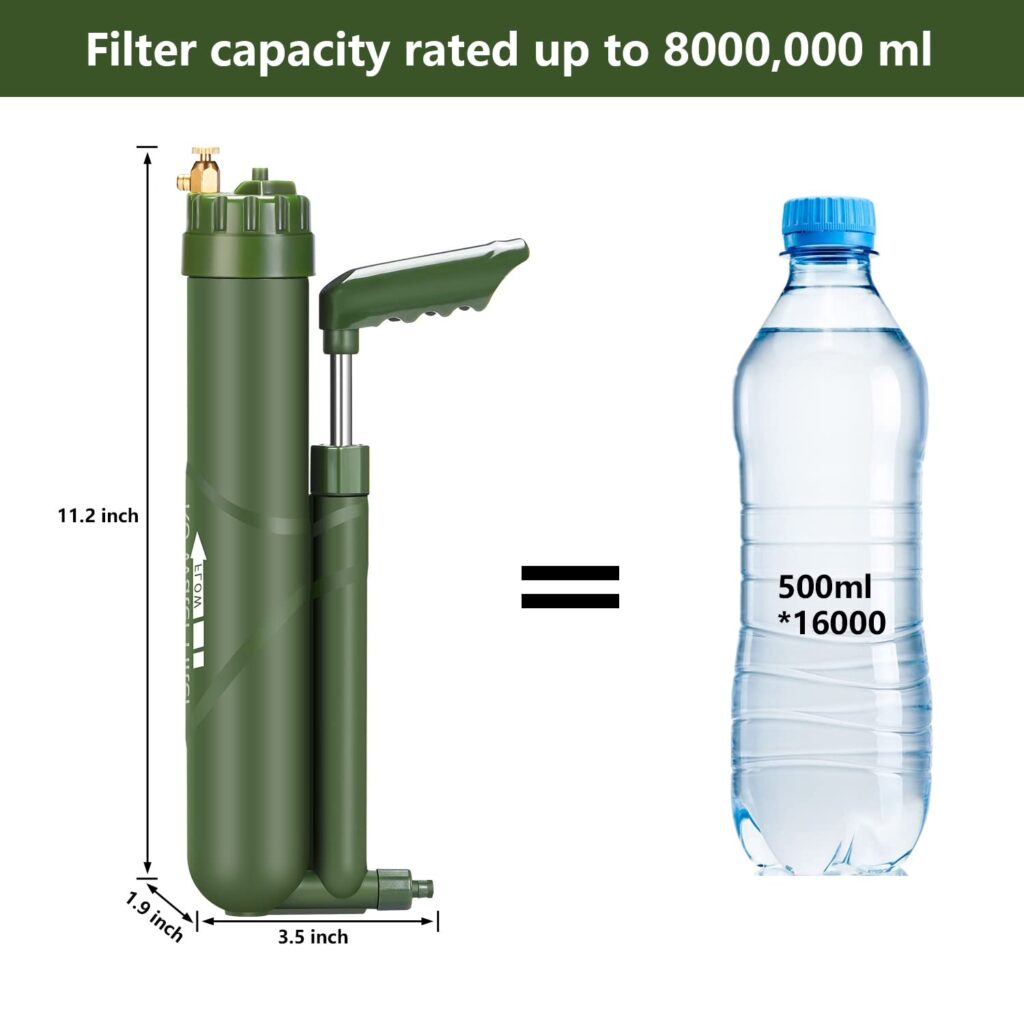 FS-TFC Portable Water Filter Survival Gear High Precision and Large Flow Optional 2 in 1 Water Purification for Hiking, Camping, Travel, and Emergency Preparedness